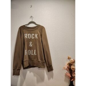 Zadig & Voltaire Rock & Roll Sweatshirt Women's M Khaki Brown‎ Cotton Foil Logo